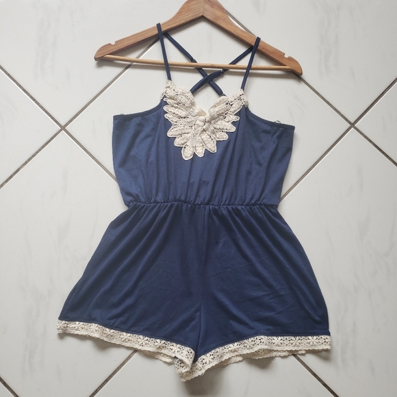 Love Culture Pants - Love Culture 💜 Romper Lace Contrast Trim Floral